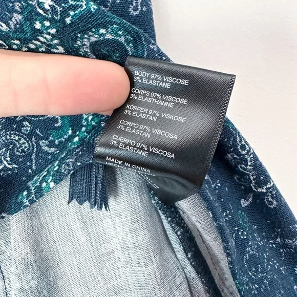 Free People Blue & Teal Paisley Bandana Button Mini Skirt - Picture 3 of 7